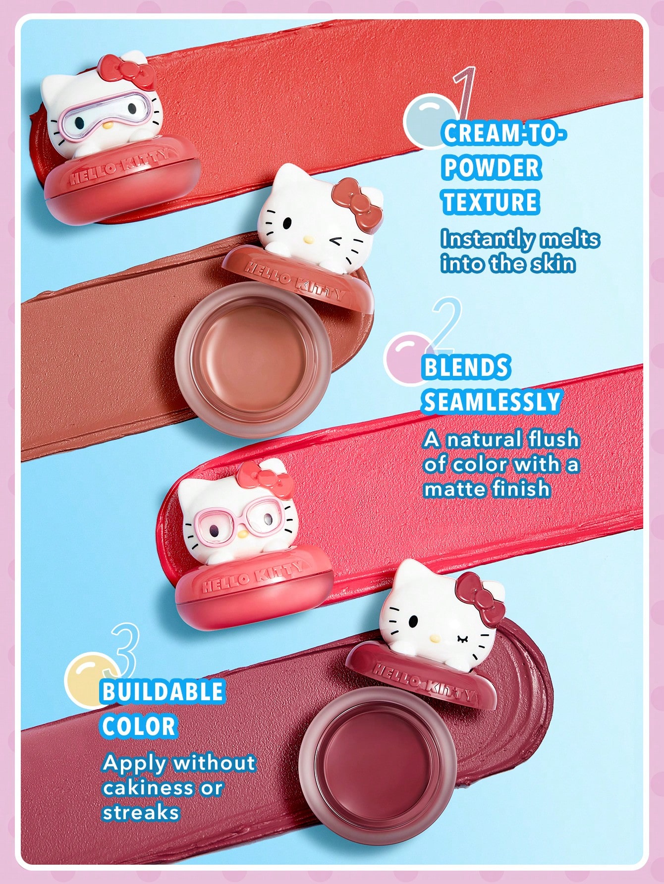 sheglam x hello kitty coastal charm cream blush (best selling)